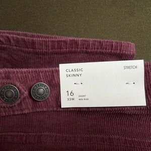 American Eagle Classic Skinny Corduroy Pants - Dusty Plum